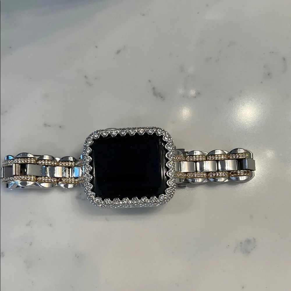 kate spade Two-Tone Silver and Gold Rhinestone Smartwatch Bracelet - Picture 1 of 6